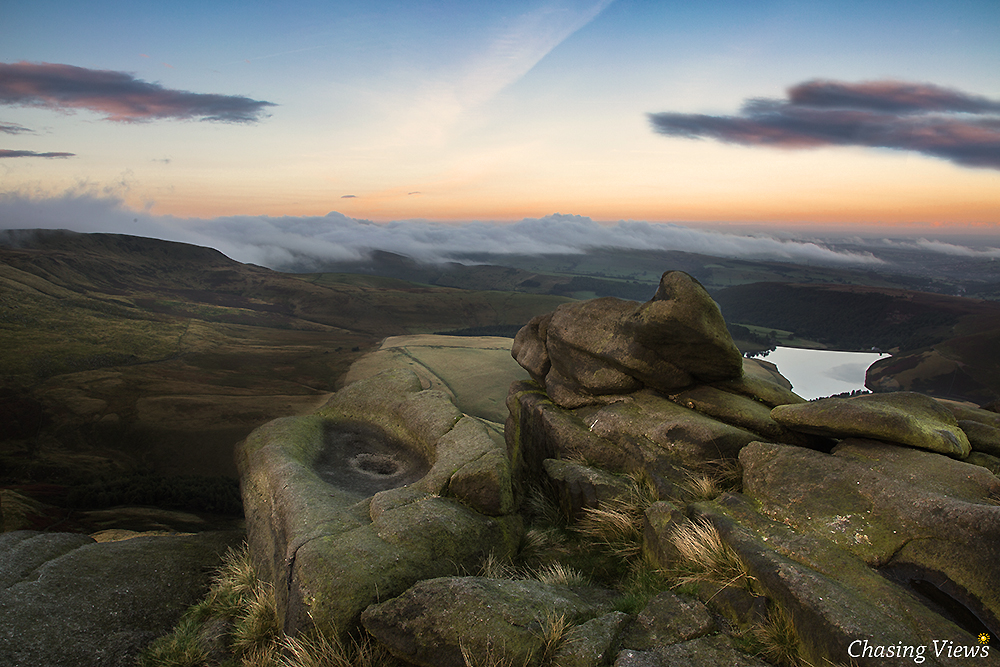 Rolling clouds & sunrise on Kinder Scout